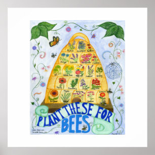 Plant These For Bees Poster