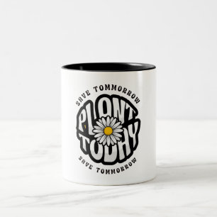 Plant Today Daisy Retro Typography Two-Tone Coffee Mug