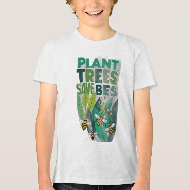 Plant Trees, Save Bees Tri-Blend Shirt (Front)
