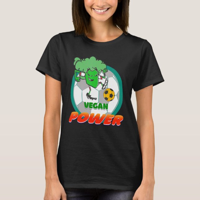 Plant Vegetarian Soccer Broccoli Vegan Power Footb T-Shirt (Front)