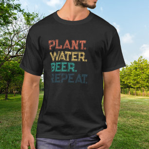 Plant Water Beer Repeat Colourful Typography T-Shirt