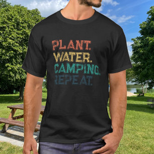 Plant Water Camping Repeat Colourful Typography T-Shirt