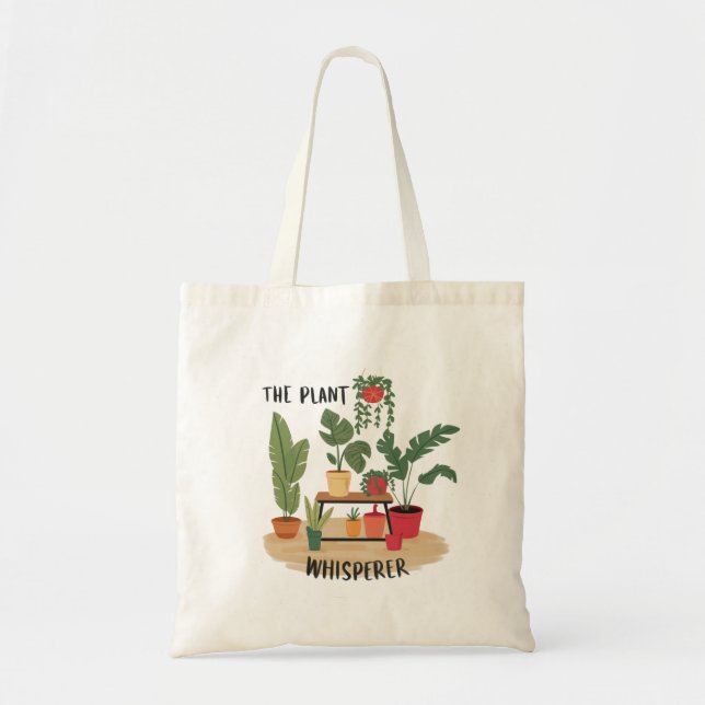 Plant Whisper Tote Bag, Plant Lovers, Plant Mums Bag (Front)