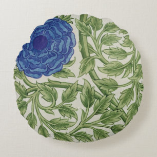Plant with a blue flower (w/c on paper) round cushion