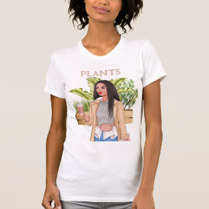 Plant Woman Watercolor Plants  T-Shirt