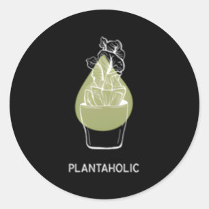 Plantaholic Sustainability With Hand Drawn Potted Classic Round Sticker