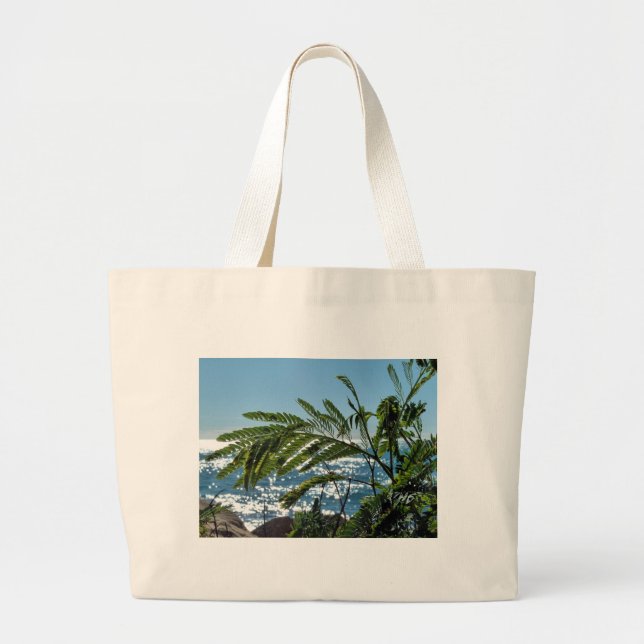 Plantas y mar azul large tote bag (Front)