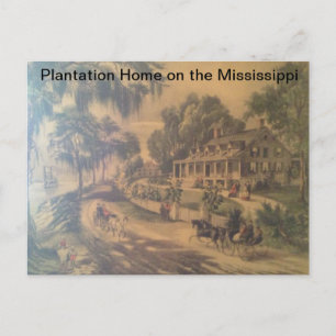 Plantation Home on the Mississippi river. Postcard