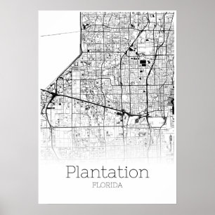 Plantation Map - Florida - City Map Poster