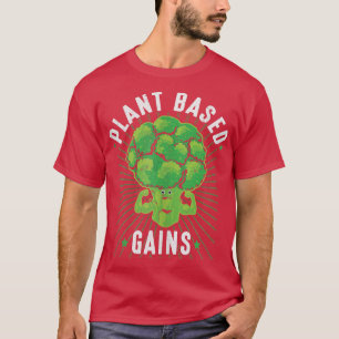 PlantBased Gains  Funny Broccoli Vegan Gym Workout T-Shirt