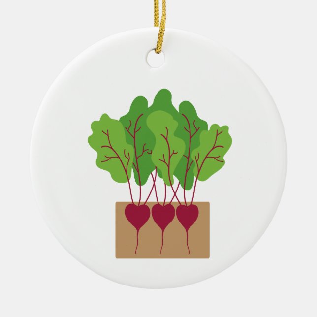 Planted Beets Ceramic Tree Decoration (Front)