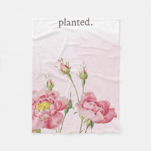 Planted Floral Watercolor Peony Design Elegant P Fleece Blanket