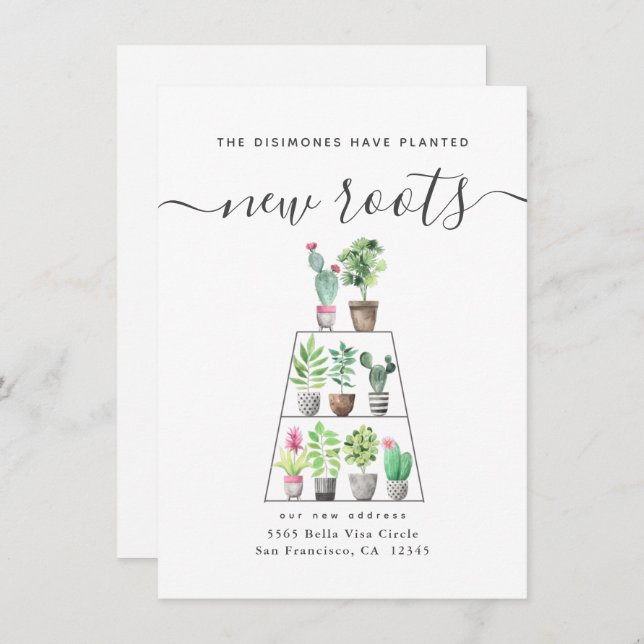 Planted New Roots Watercolor Plant Moving Announcement (Front/Back)