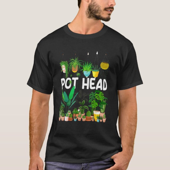 Planter Pot Head Plants Flower Outdoor Flower Plan T-Shirt (Front)
