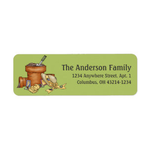 Planter Pots Gardening Scene Return Address Labels