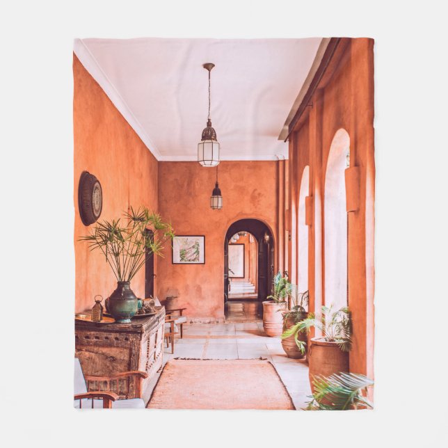 PLANTERS WITH PLANT NEAR AREA RUG INSIDE ROOM FLEECE BLANKET (Front)