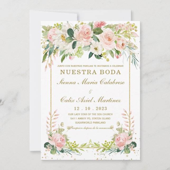 Plantilla de Boda Rosa y oro Invitation (Front)