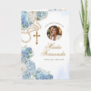 Plantilla para Programa Funerario Floral Azul Programme