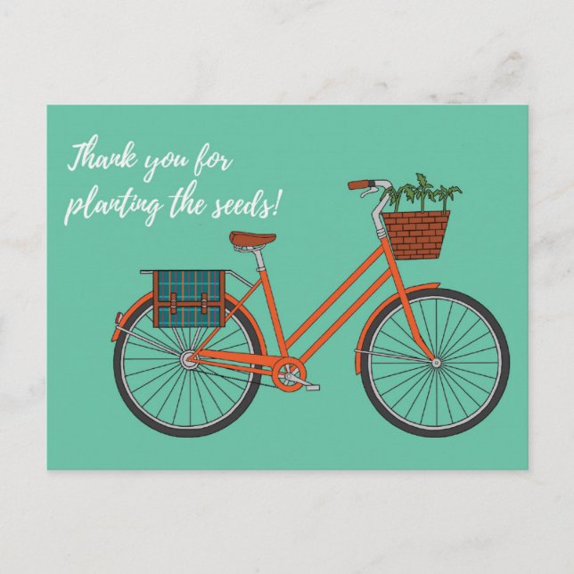 Planting the Seed Orange Bike Postcard (Front)