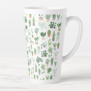 Plantita House Plants and Pots Pattern Latte Mug