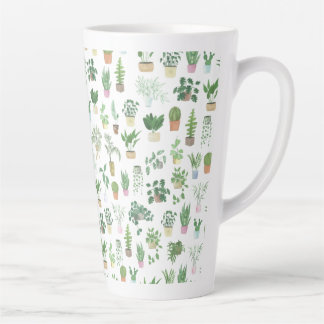 Plantita House Plants and Pots Pattern Latte Mug