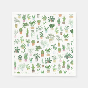 Plantita House Plants and Pots Pattern Napkin