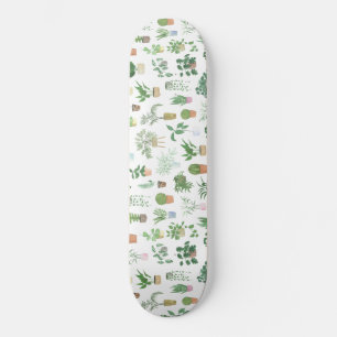 Plantita House Plants and Pots Pattern Skateboard
