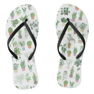 Plantita House Plants and Pots Pattern Tote Bag Flip Flops