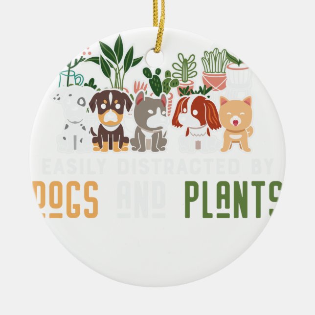 Plants-and-Dogs-Plant-Lover Ceramic Tree Decoration (Front)