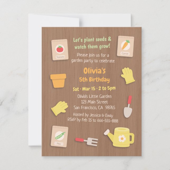 Plants and Gardening Kids Birthday Party Invitation (Front)