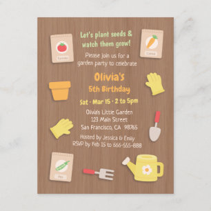Plants and Gardening Kids Birthday Party Invitation