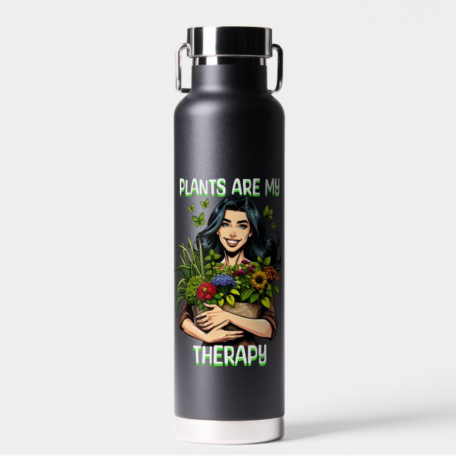 Plants are my Therapy | Funny Plant Addict Water Bottle (Front)
