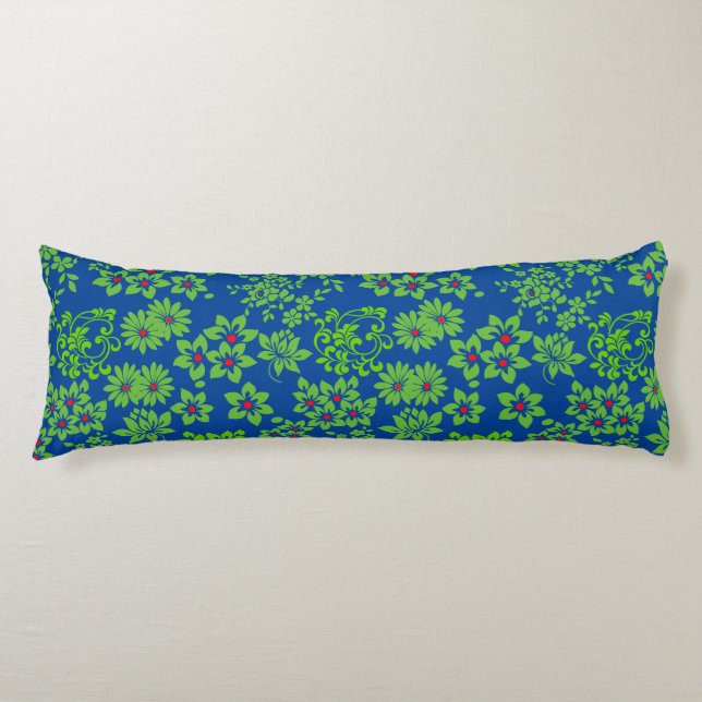 Plants based patterns (6).green Blue BG Body Cushion (Front)