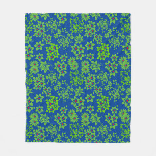Plants based patterns (6).green Blue BG Fleece Blanket