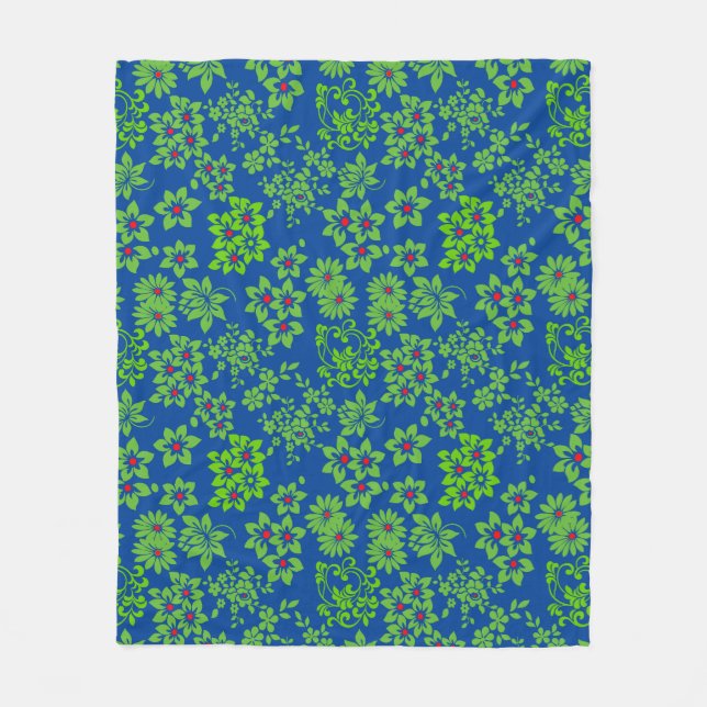 Plants based patterns (6).green Blue BG Fleece Blanket (Front)