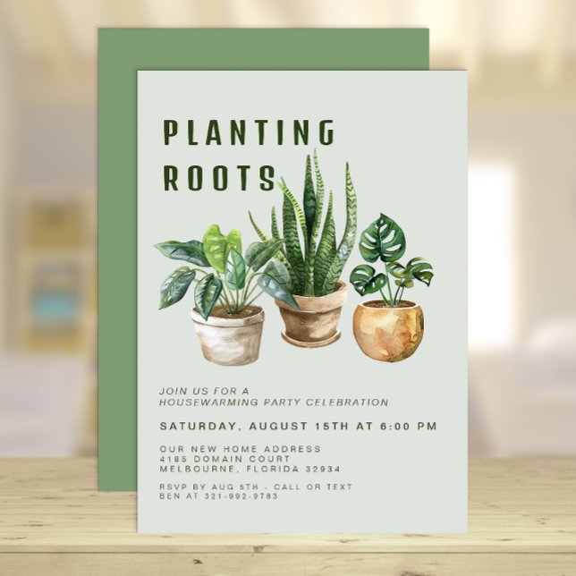 Plants Housewarming Party Invitation  (Houseplants Housewarming Party Invite)