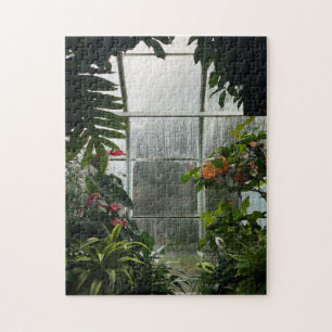 Plants Inside Greenhouse on Rainy Day Jigsaw Puzzle