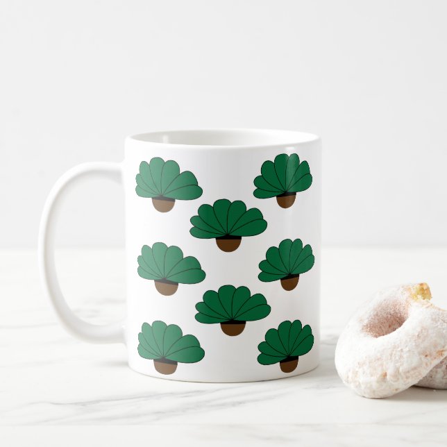 Plants Lovers Green Potted Plants Coffee Mug (With Donut)