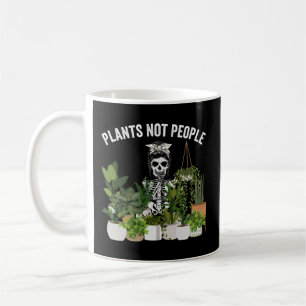 Plants Not People Messy Bun Skull Gardening Plant  Coffee Mug