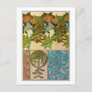 Plants of Art Nouveau Style, Mucha Postcard