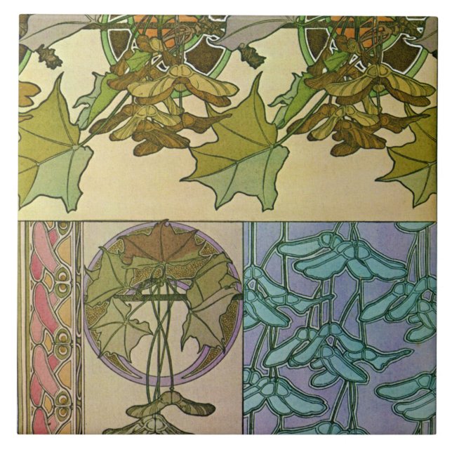 Plants of Art Nouveau Style, Mucha Tile (Front)