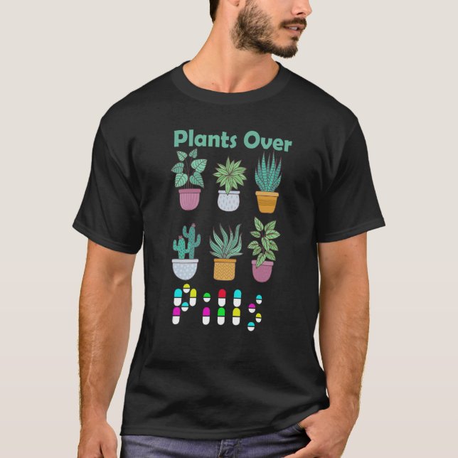 Plants Over Pills Health Herbology Herbalist Herba T-Shirt (Front)