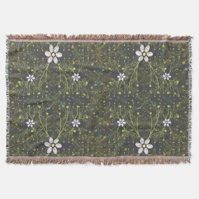 Plants pattern.10b DGrey BG Throw Blanket (Front)