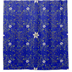 Plants pattern 10bx4 Bblue BG Shower Curtain