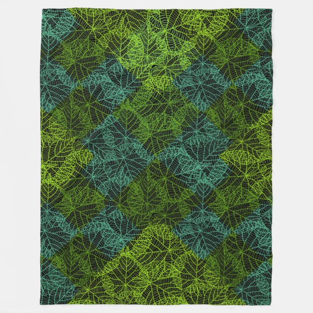 Plants pattern.11b Black BG Fleece Blanket (Front)