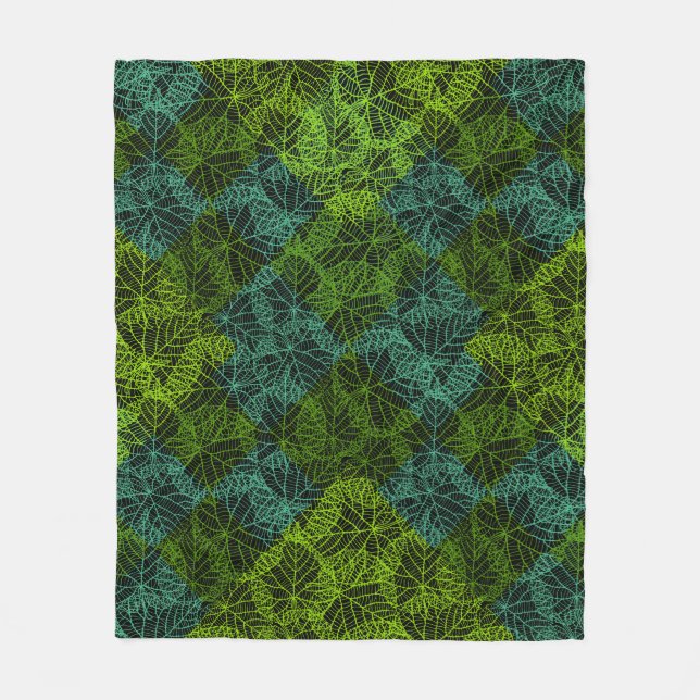 Plants pattern.11b Black BG Fleece Blanket (Front)