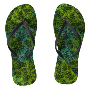 Plants pattern.11b Black BG Flip Flops