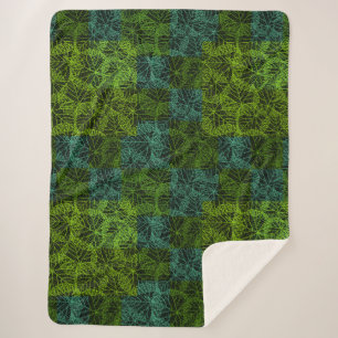 Plants pattern.11b Black BG Sherpa Blanket