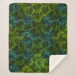 Plants pattern.11b Black BG Sherpa Blanket