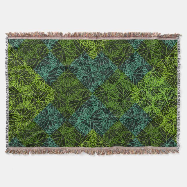 Plants pattern.11b Black BG Throw Blanket (Front)